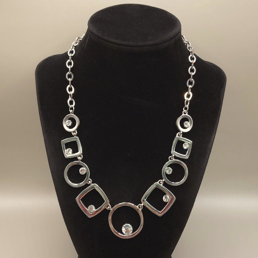 White HouseBlack Market Silver-Tone Geometric Necklace 21$